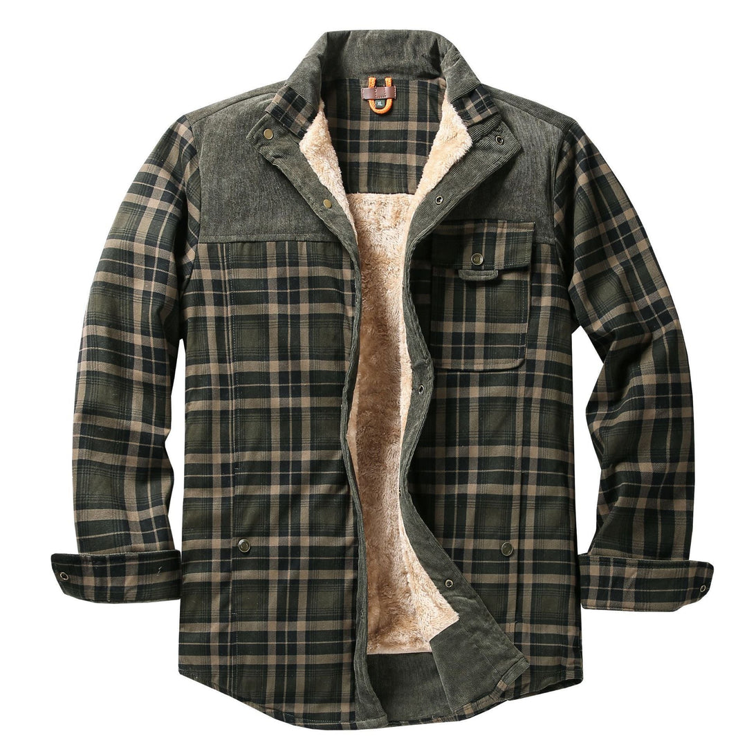 Herren Hemdjacke mit Karomuster und Taschen