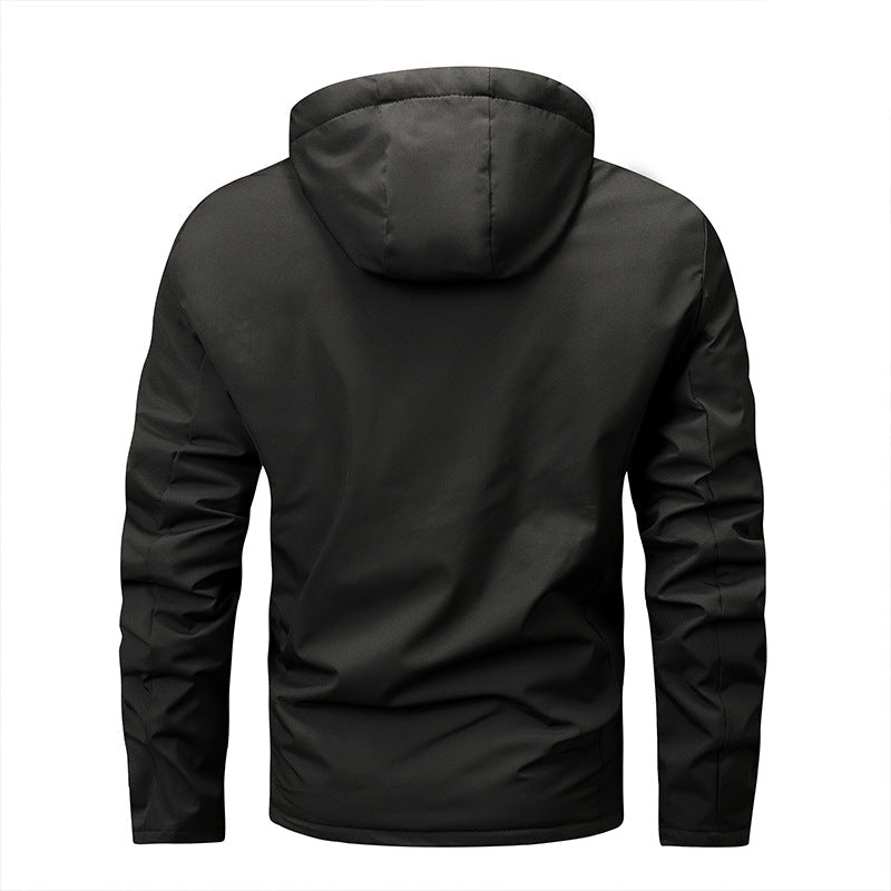 Herren winddichte Softshelljacke mit verstellbarer Kapuze und Innenfutter