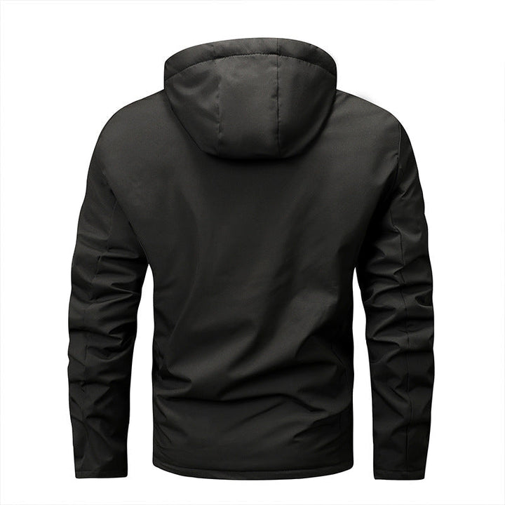 Herren winddichte Softshelljacke mit verstellbarer Kapuze und Innenfutter