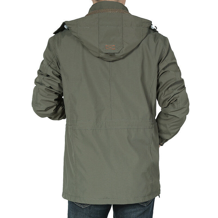 Herren Langarmjacke mit Kapuze, Knöpfen und Taschen