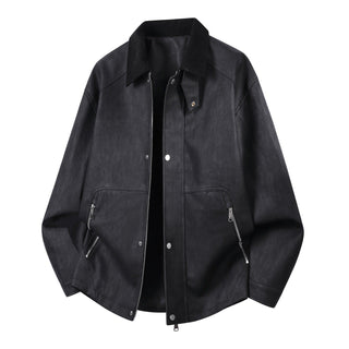 Herren Oversize-Harringtonjacke mit Cordkragen und Zwei-Wege-Reißverschluss