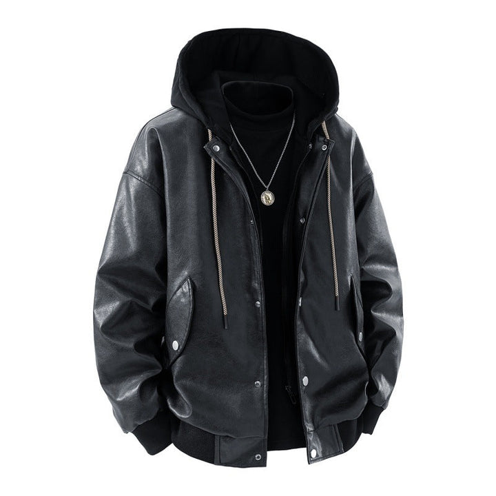 Herren Oversize-Bomberjacke mit Kapuze, Druckknopfblende und Taschen
