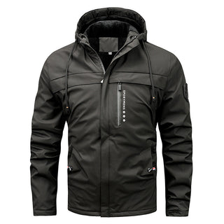 Herren winddichte Softshelljacke mit verstellbarer Kapuze und Innenfutter
