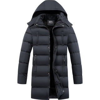 Herren Longline Pufferjacke mit Kapuze und Taschen