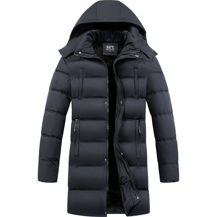 Herren Longline Pufferjacke mit Kapuze und Taschen