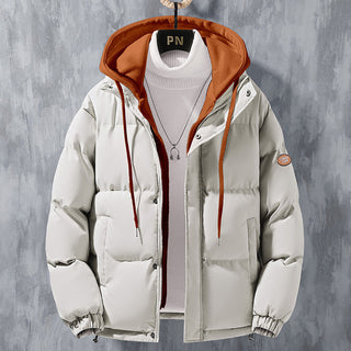 Herren wattierte Steppjacke mit Kapuze und Zwei-Wege-Reißverschluss