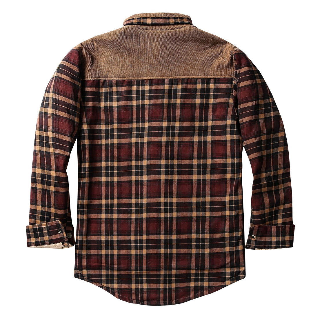 Herren Hemdjacke mit Karomuster und Taschen