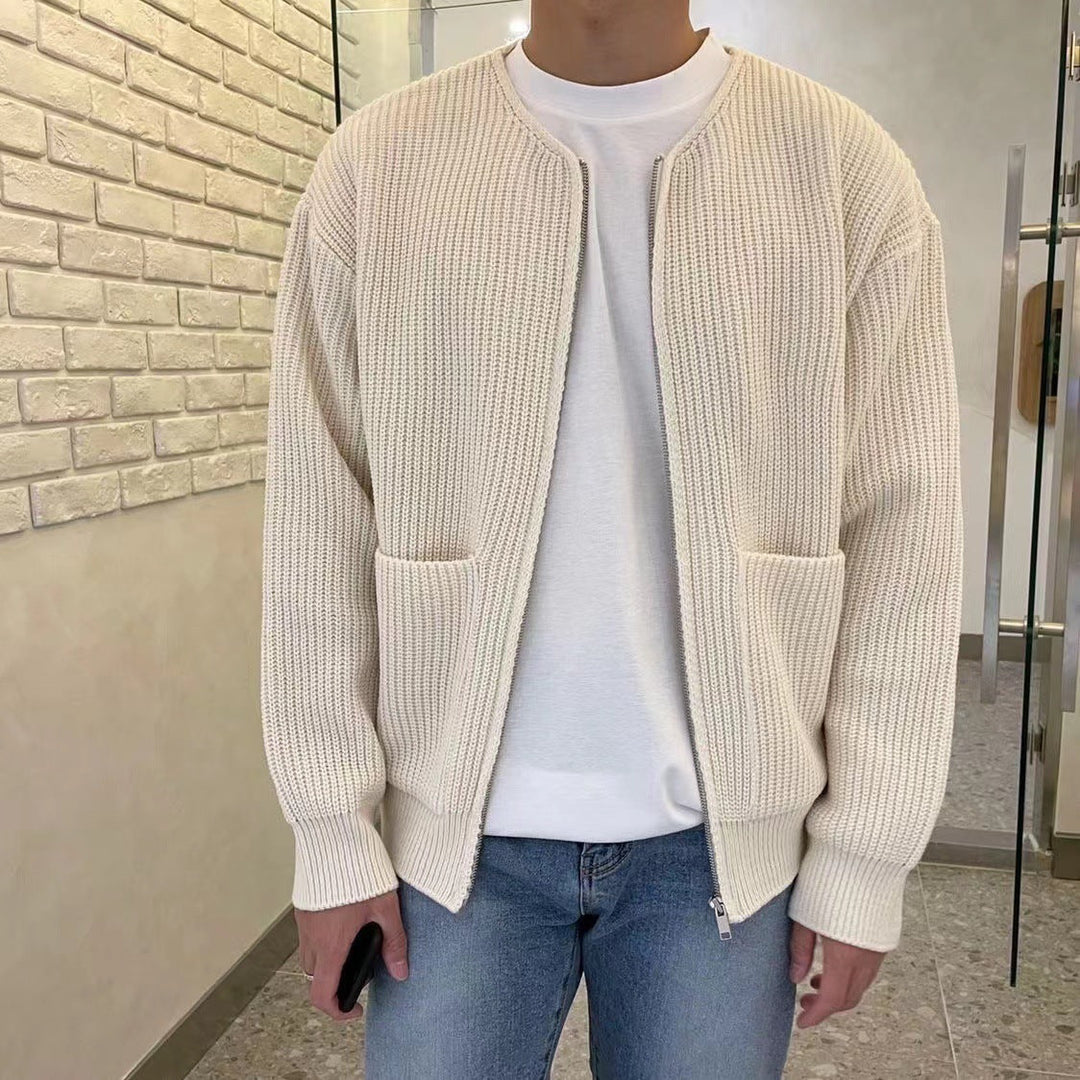 Seth - Fein gestrickter Herrenpullover mit Reißverschluss