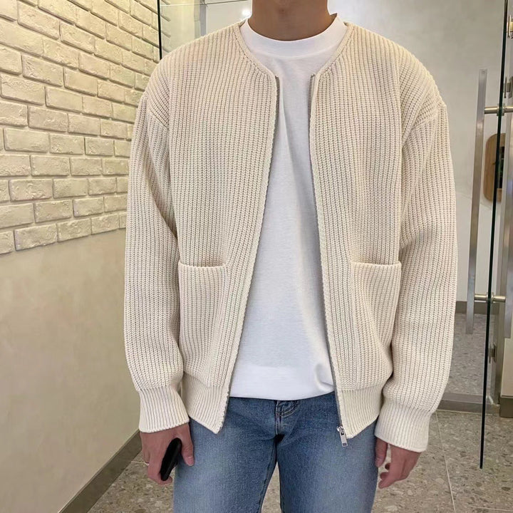 Seth - Fein gestrickter Herrenpullover mit Reißverschluss