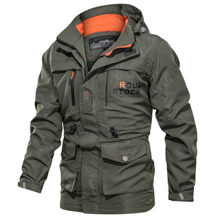 Herren wasserdichter und winddichter Outdoorparka mit abnehmbarer Kapuze