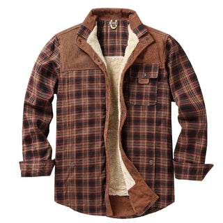 Herren Hemdjacke mit Karomuster und Taschen