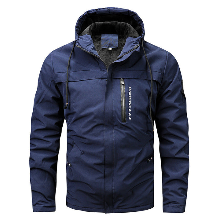 Herren winddichte Softshelljacke mit verstellbarer Kapuze und Innenfutter