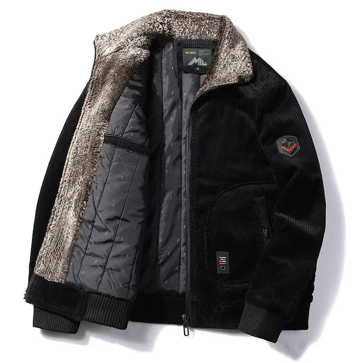 Herren Bomberjacke mit Plüschkragen und Taschen