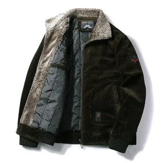 Herren Bomberjacke mit Plüschkragen und Taschen