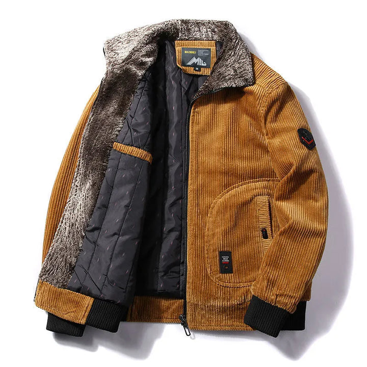 Herren Bomberjacke mit Plüschkragen und Taschen