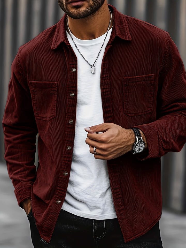 Johan | Herren Hemdjacke mit Knöpfen und Taschen