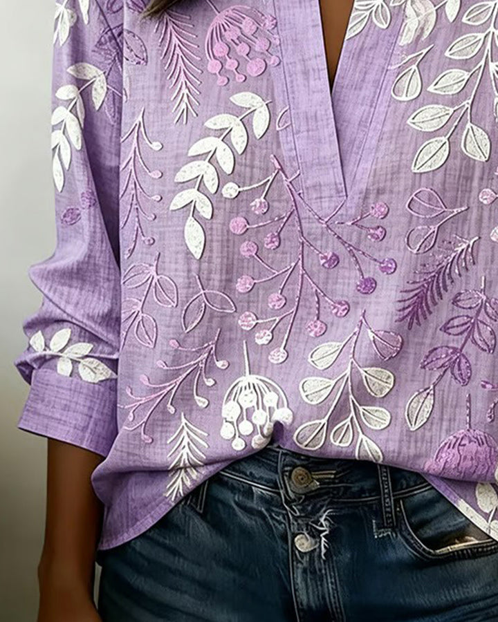 Eleni™ | Bluse mit floralem Druck und hohem Kragen