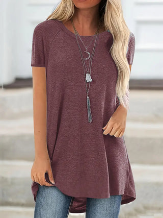 Faye™ - Lässiges Longline Crew Neck T-Shirt