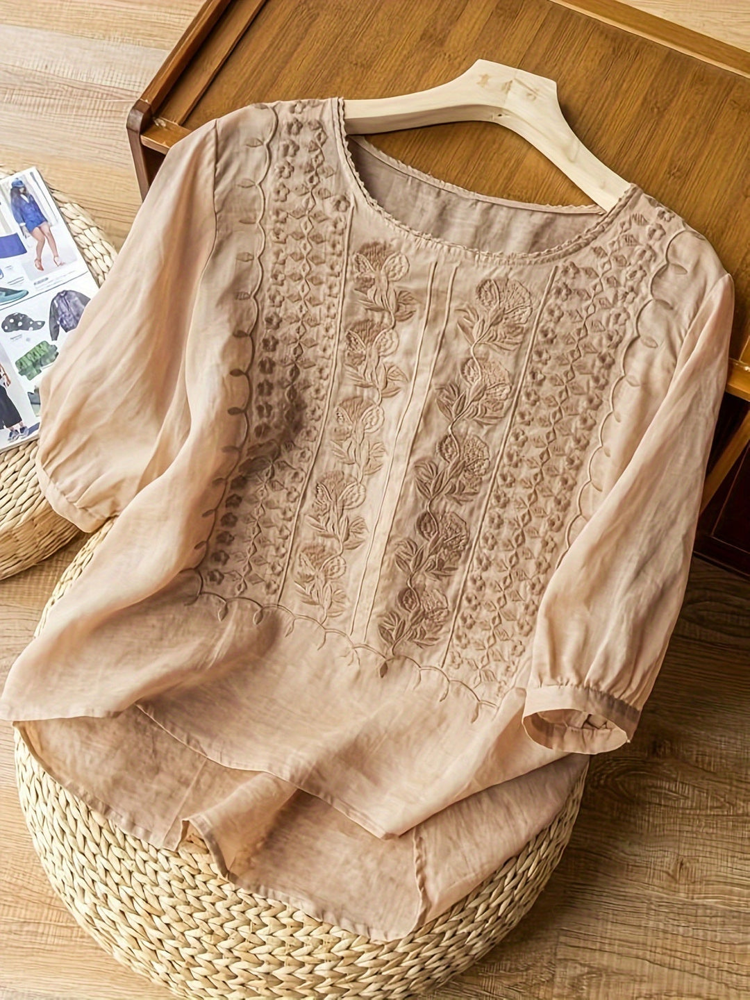 Josie™ - Frauen Bestickte Bluse