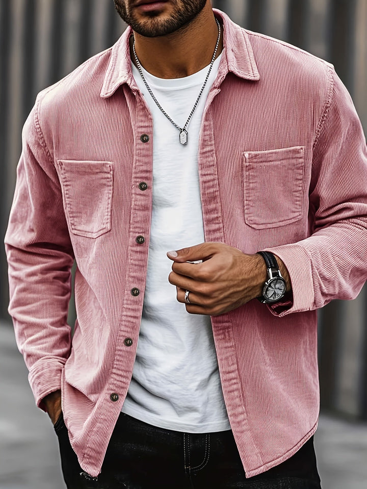 Johan | Herren Hemdjacke mit Knöpfen und Taschen