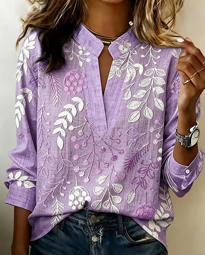 Eleni™ | Bluse mit floralem Druck und hohem Kragen