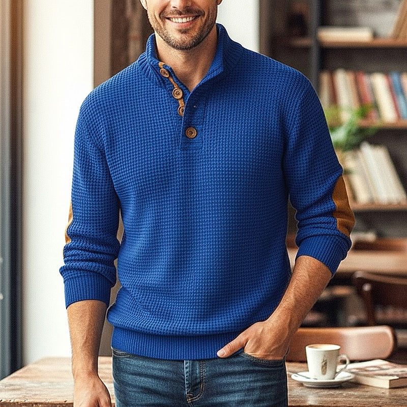 Sebastian | Herren Langarmpullover mit Knöpfen