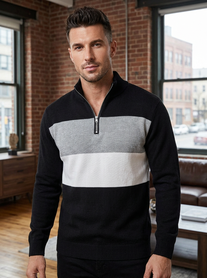 Brit & Boho™  | Der Aspen Colorblock Quarter-Zip