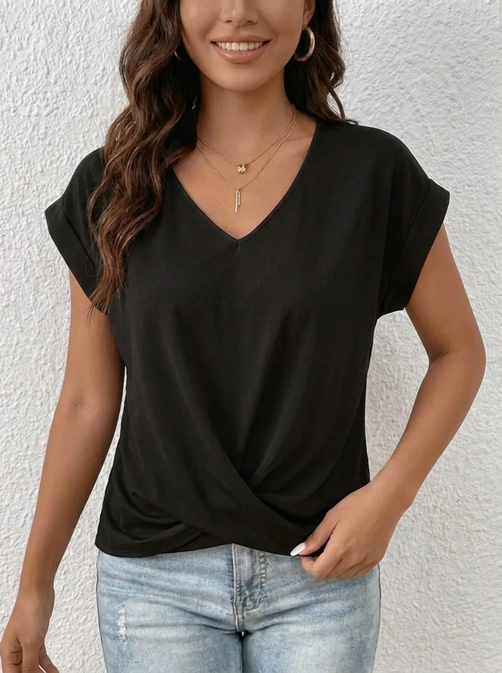 Sarah™ - Lässiges T-Shirt mit V-Ausschnitt