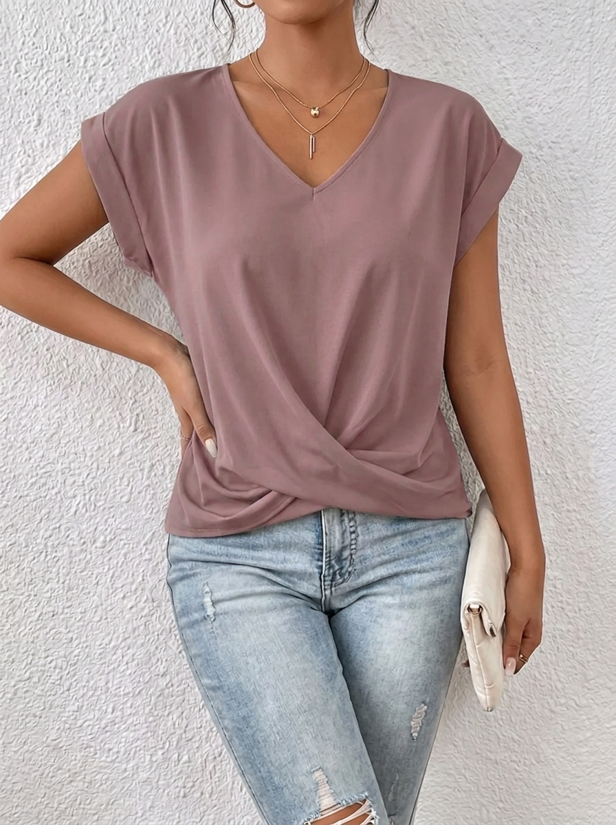 Sarah™ - Lässiges T-Shirt mit V-Ausschnitt
