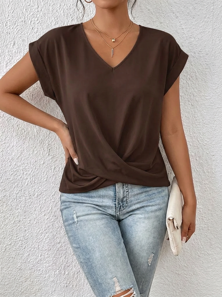 Sarah™ - Lässiges T-Shirt mit V-Ausschnitt