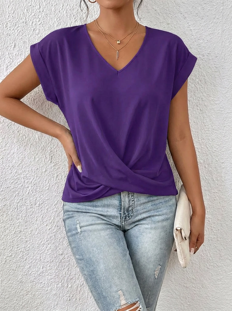 Sarah™ - Lässiges T-Shirt mit V-Ausschnitt