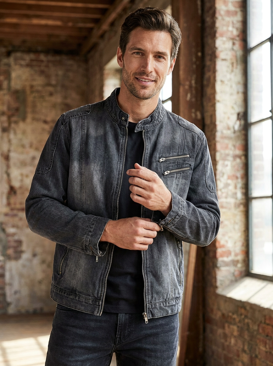 Herren Jacke mit Reißverschluss und Tasche