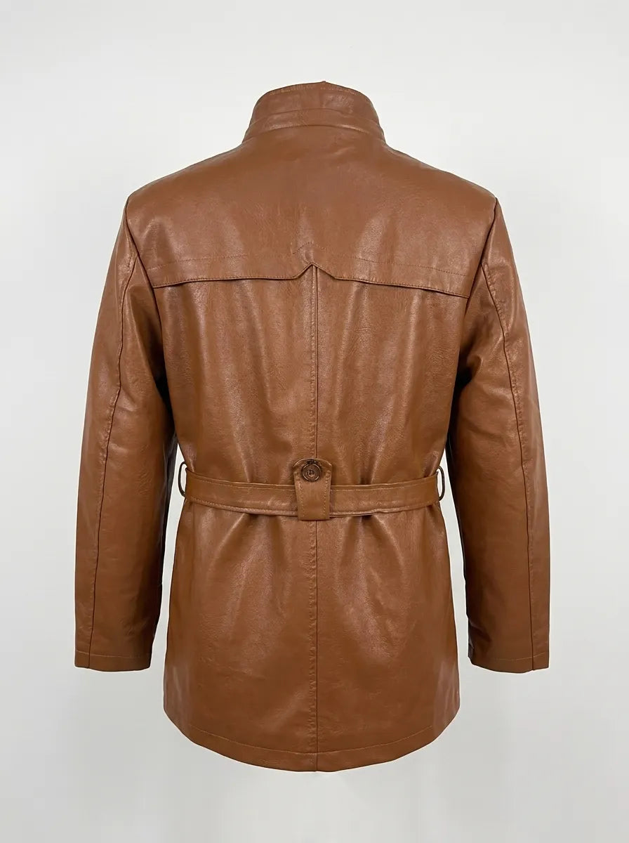 Elegante Lange Leder Bikerjacke