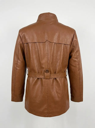 Elegante Lange Leder Bikerjacke