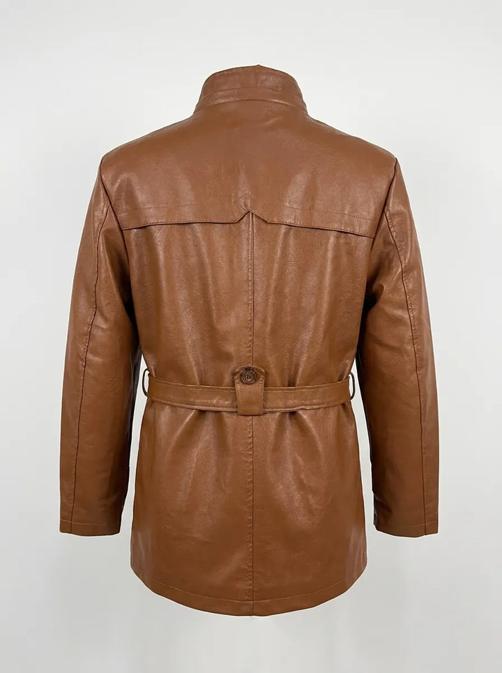 Elegante Lange Leder Bikerjacke