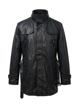 Elegante Lange Leder Bikerjacke