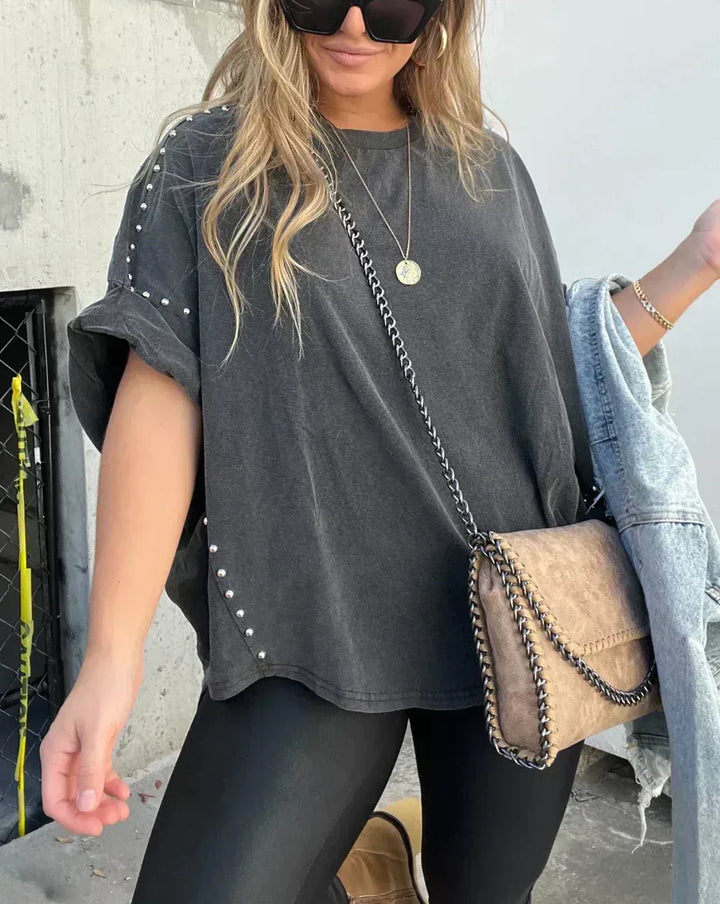 Isabelle™ - Oversized T-Shirt mit Nieten