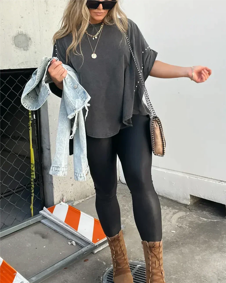 Isabelle™ - Oversized T-Shirt mit Nieten
