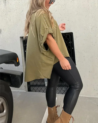 Isabelle™ - Oversized T-Shirt mit Nieten