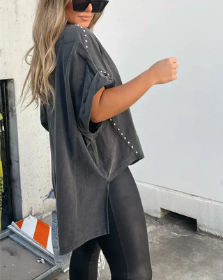 Isabelle™ - Oversized T-Shirt mit Nieten