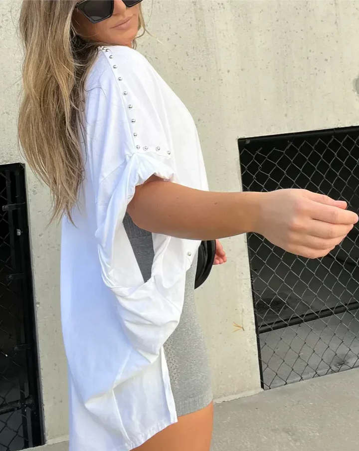 Isabelle™ - Oversized T-Shirt mit Nieten