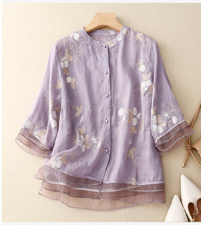 Kourtney™ | Schicke Bluse mit gestickten Akzenten